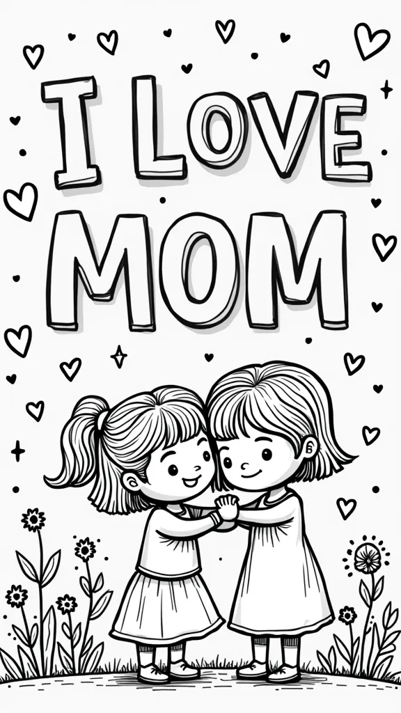 i love mom coloring page